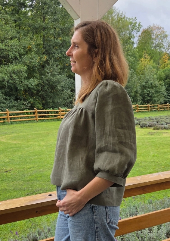 Eukaliptusowa lniana bluzka oversize Miłka – Nature Touch