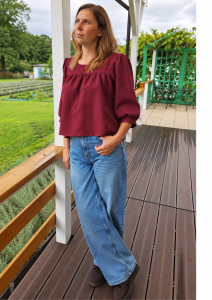 Burgundowa lniana bluzka oversize Miłka – Nature Touch